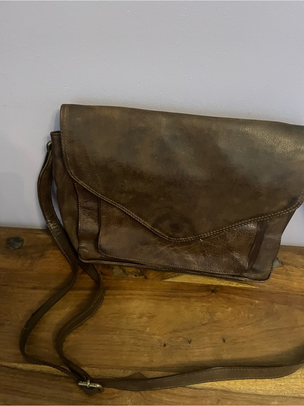 Brown Leather Crossbody Messenger Bag